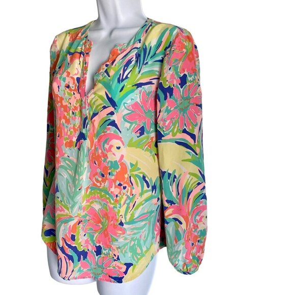 Lilly Pulitzer Colorful Long Sleeve Silk Women's XS - Picture 3 of 13